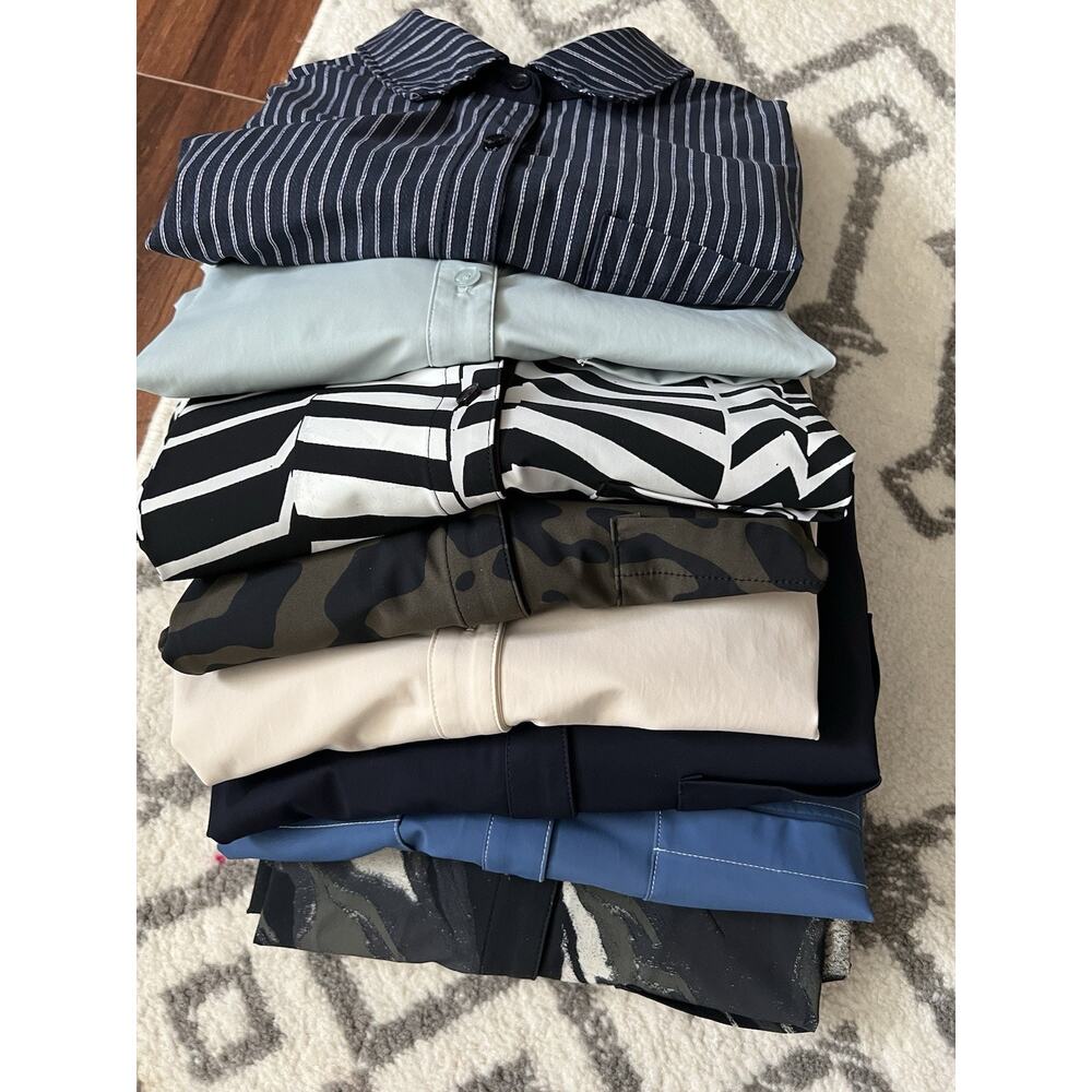 LYSSE Bundle Of 8 Solid Print Button Down Wrinkle Resistant Career Blouses Tops - Picture 14 of 16